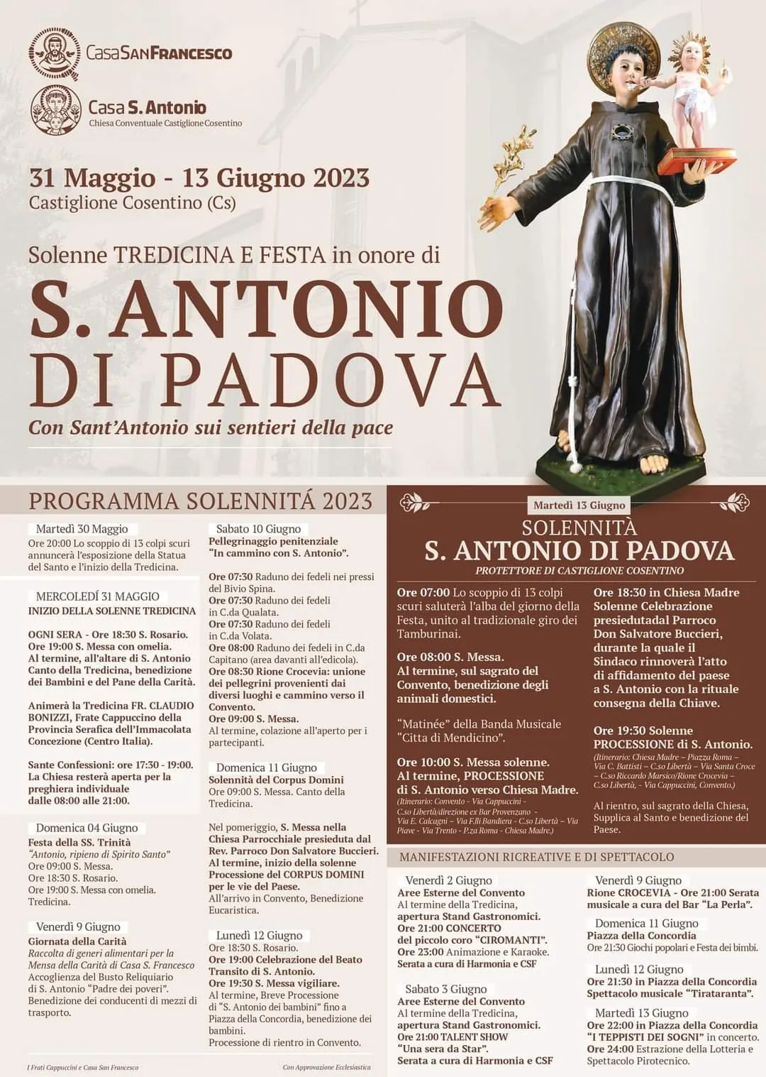 Solenne Tredicina e festa in onore S.Antonio di Padova